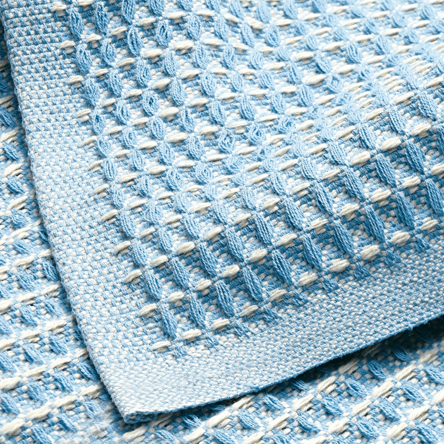 Badmat Wafel Piqué Halflinnen, Blauw 4 Badmat Wafel Piqué Halflinnen, Blauw - Afbeelding 2