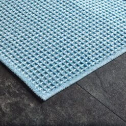 Badmat Wafel Piqué Halflinnen, Blauw 7 Badmat Wafel Piqué Halflinnen, Blauw -Interio Winkel badmat wafel pique halflinnen 2