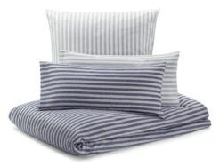 Dekbedovertrek Half Linnen Gestreept, Blauw-grijs, 135 × 200 Cm -Interio Winkel dekbedovertrek half linnen gestreept 4