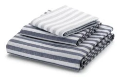 Dekbedovertrek Half Linnen Gestreept, Blauw-grijs, 135 × 200 Cm -Interio Winkel dekbedovertrek half linnen gestreept 5