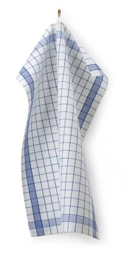 Dry Pearl Theedoek Gedraaid Halflinnen, Wit-blauw