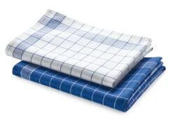 Dry Pearl Theedoek Gedraaid Halflinnen, Wit-blauw -Interio Winkel dry pearl theedoek gedraaid halflinnen 5