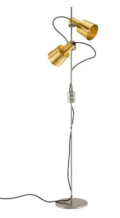 Dubbele Vloerlamp Statief, Messing