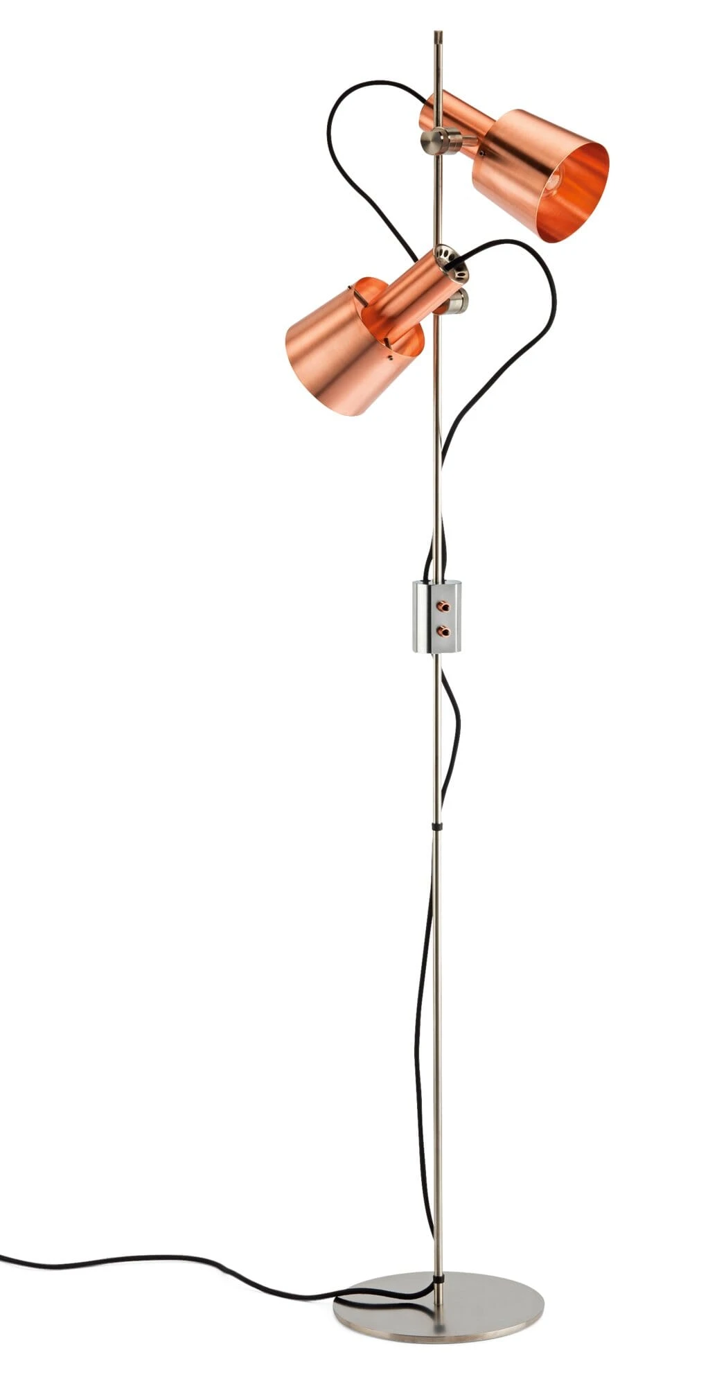 Dubbele Vloerlamp Statief, Koper 3 Dubbele Vloerlamp Statief, Koper