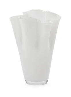 Geplooide Vaas Groot, Wit