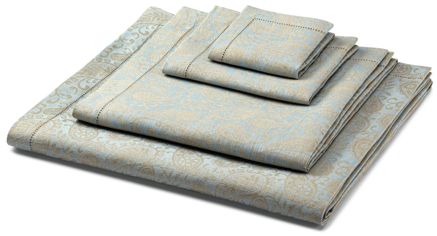 Jacquard Linnen Tafelloper, Blauw 6 Jacquard Linnen Tafelloper, Blauw - Afbeelding 4