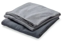 Katoenen Deken Blauw-grijs-wit, Dubbelgezicht -Interio Winkel katoenen deken blauw grijs wit 2