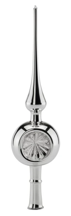 Kerstboom Reflector Tip Glas, Zilverkleurig