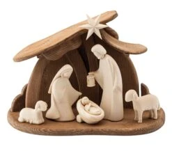 Kerststal Set Hand Carved Maple-Spruce