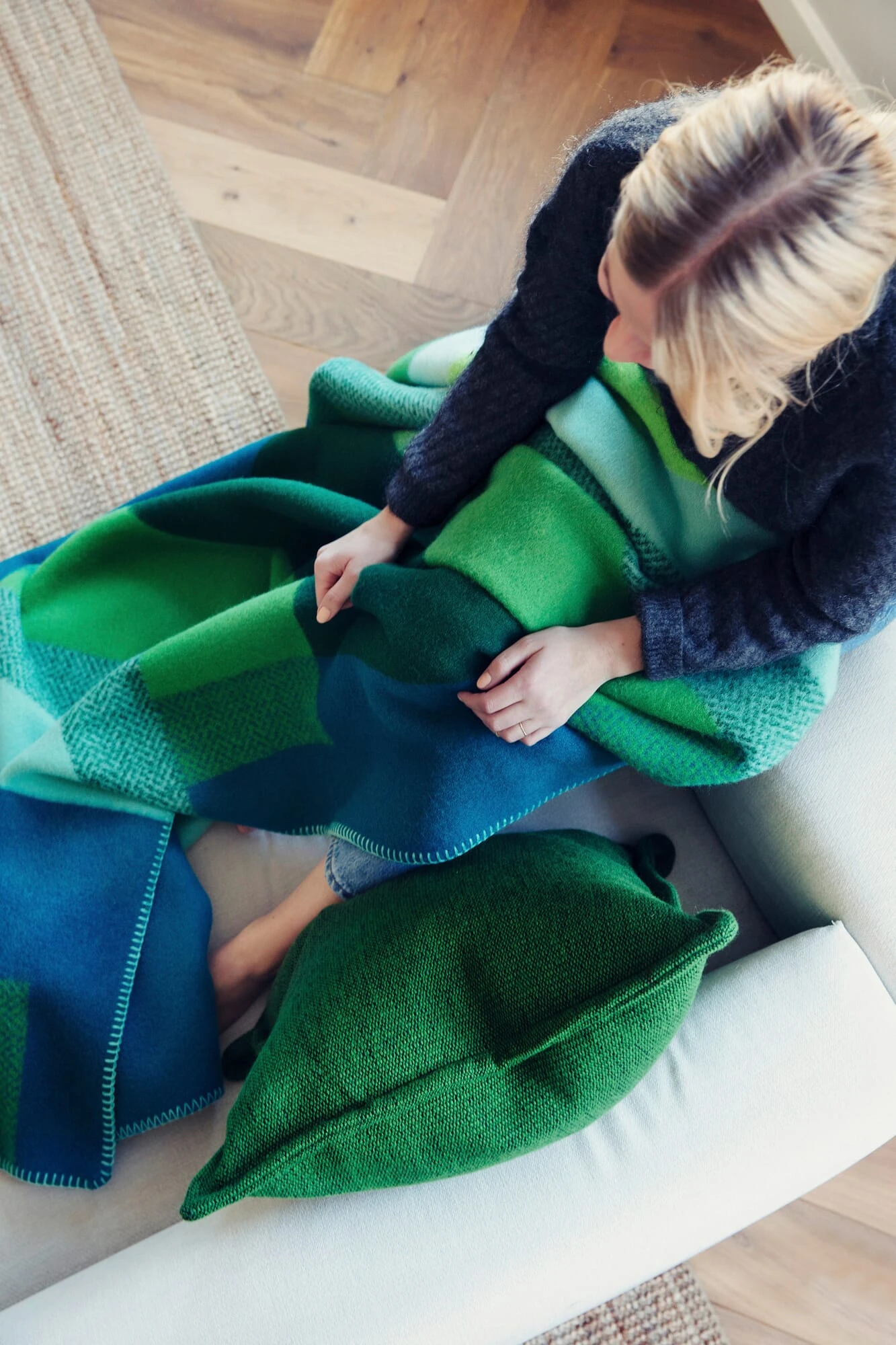 Lamswollen Deken Bauhaus-stijl, Groen 10 Lamswollen Deken Bauhaus-stijl, Groen - Afbeelding 8