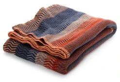 Lamswollen Deken Natuurlijke Tinten Vrij, Rood-Blauw