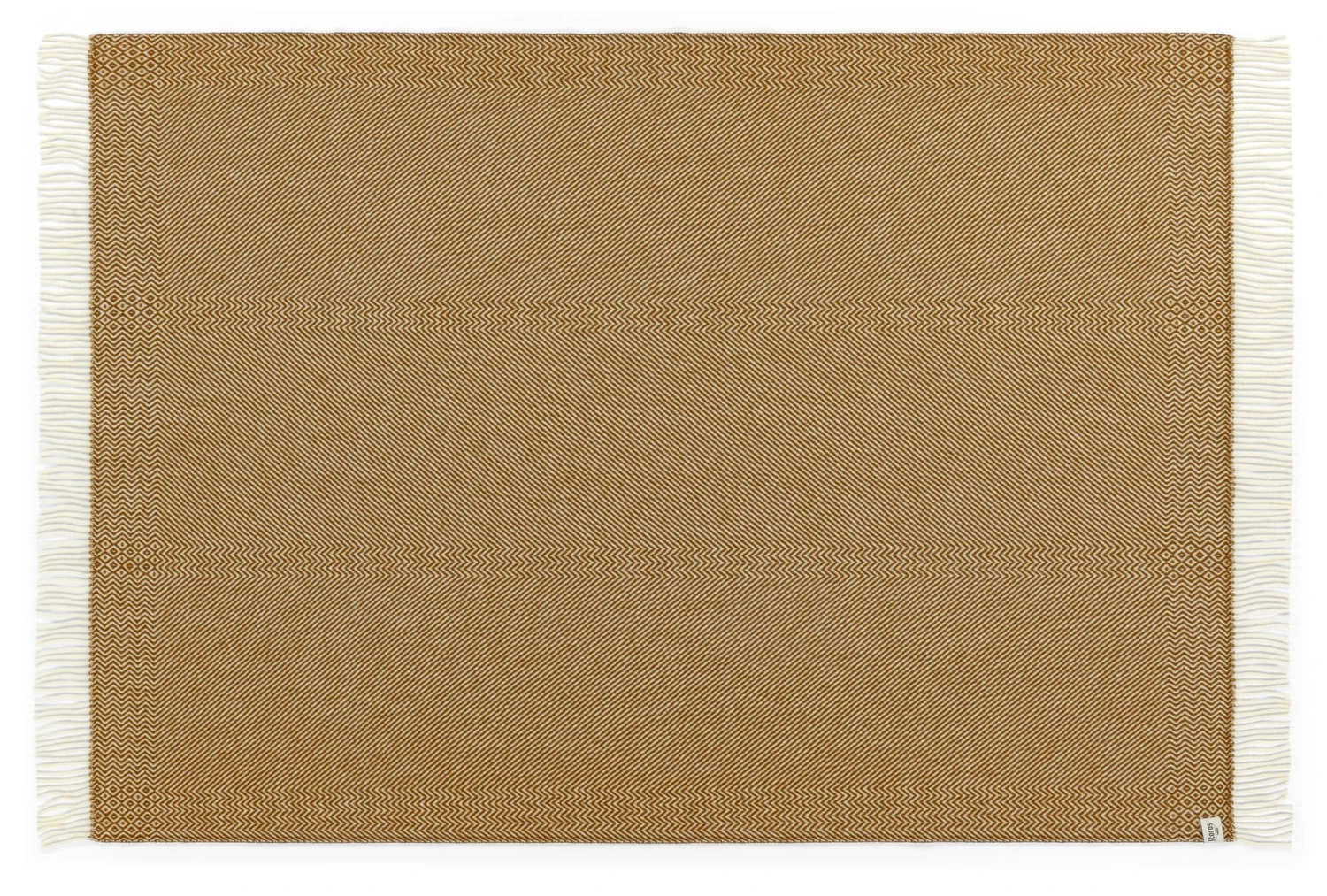 Lamswollen Deken Zigzag Streep Kattefot, Oker 4 Lamswollen Deken Zigzag Streep Kattefot, Oker - Afbeelding 2