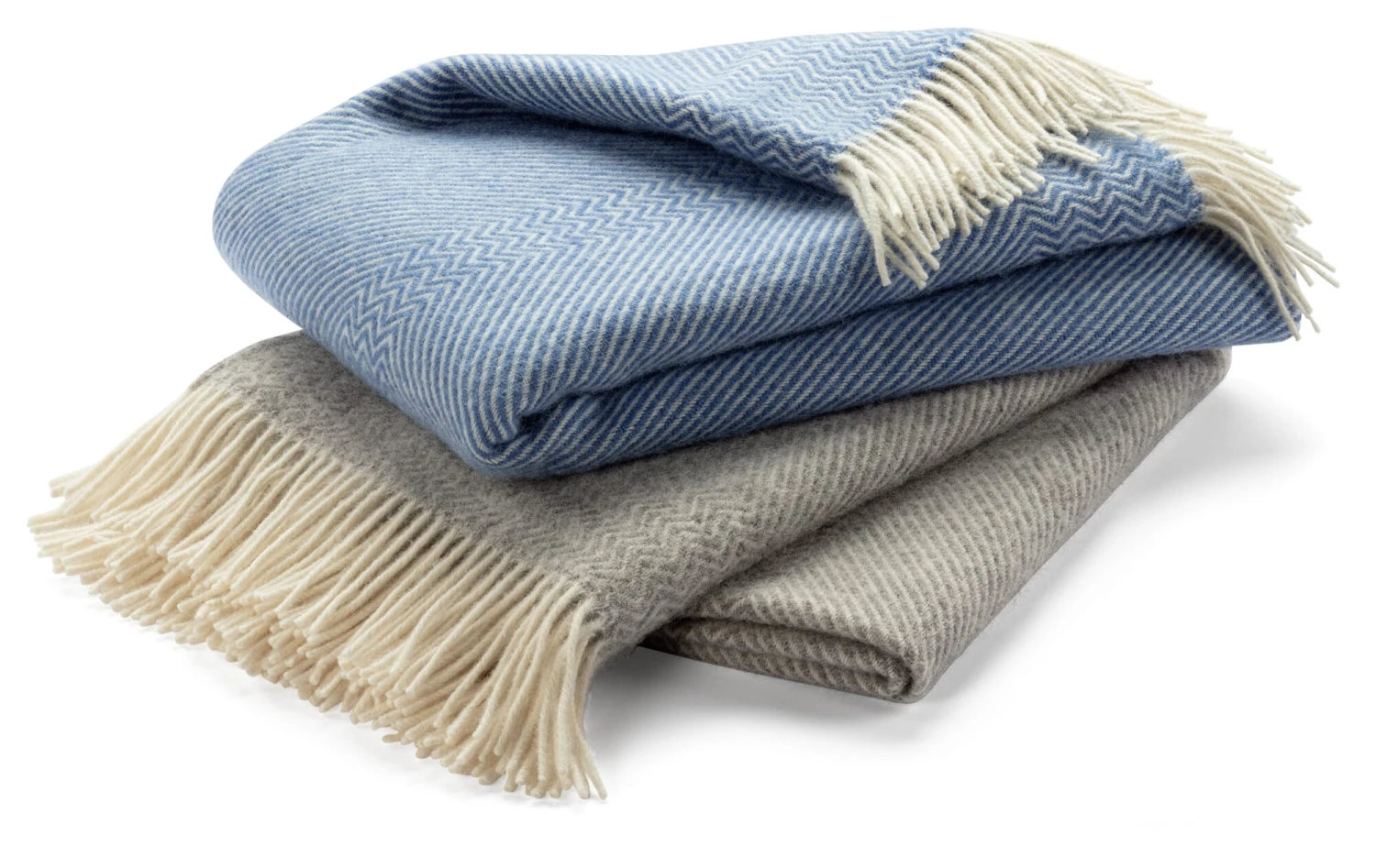 Lamswollen Deken Zigzag Streep Kattefot, Lavendelblauw 6 Lamswollen Deken Zigzag Streep Kattefot, Lavendelblauw - Afbeelding 4