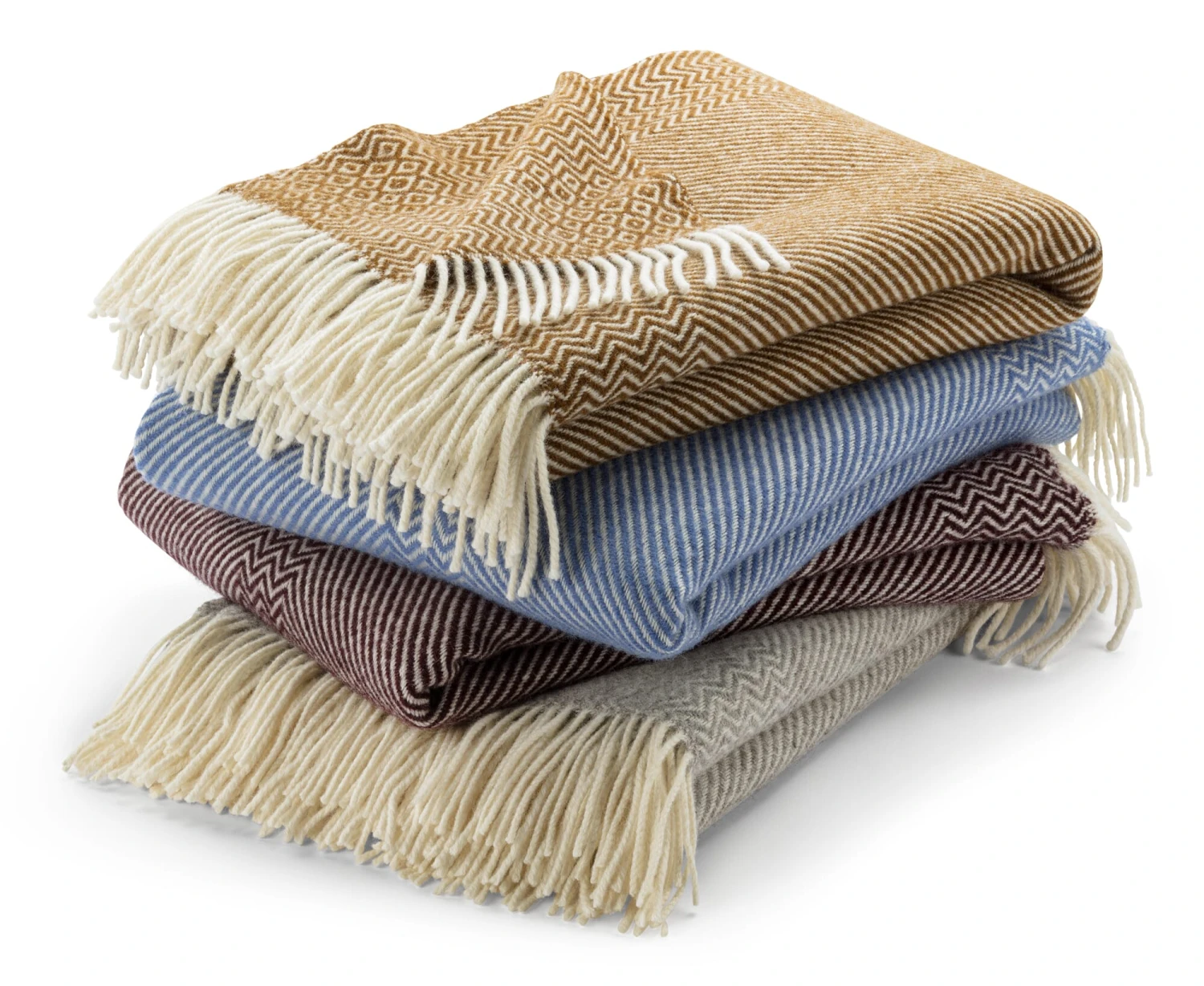 Lamswollen Deken Zigzag Streep Kattefot, Lavendelblauw 8 Lamswollen Deken Zigzag Streep Kattefot, Lavendelblauw - Afbeelding 6