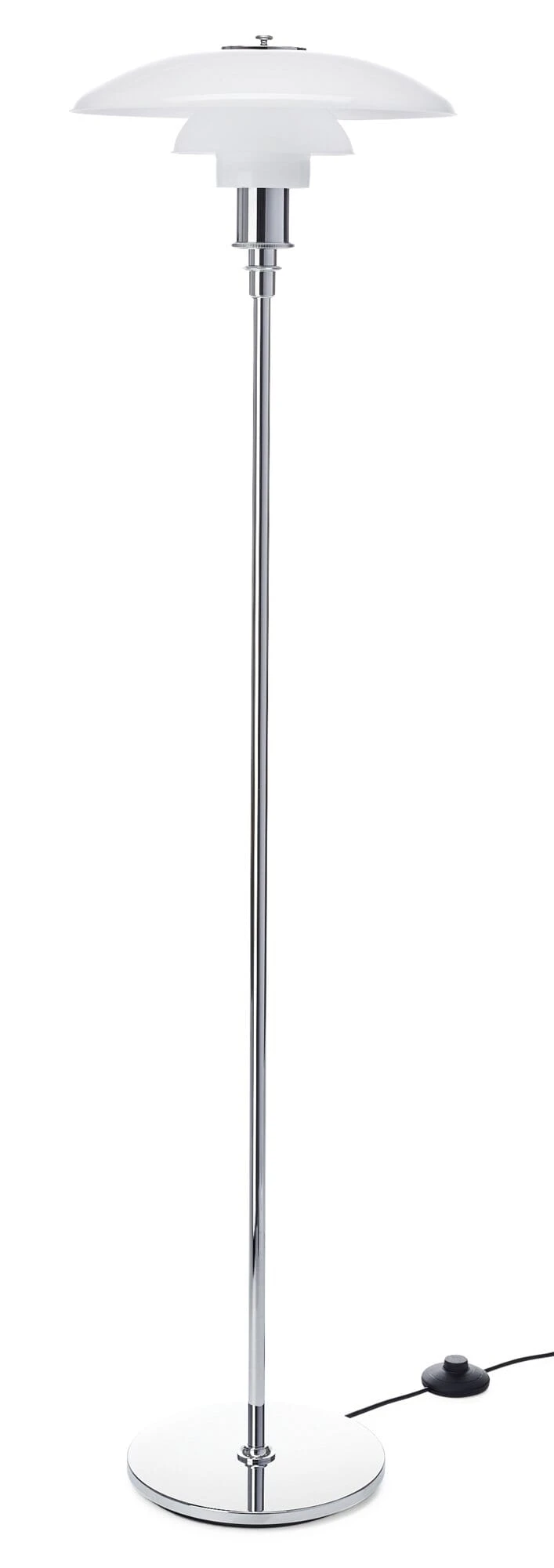 Louis Poulsen Vloerlamp Opaal Glas PH 3½-2½, Verchroomd 3 Louis Poulsen Vloerlamp Opaal Glas PH 3½-2½, Verchroomd