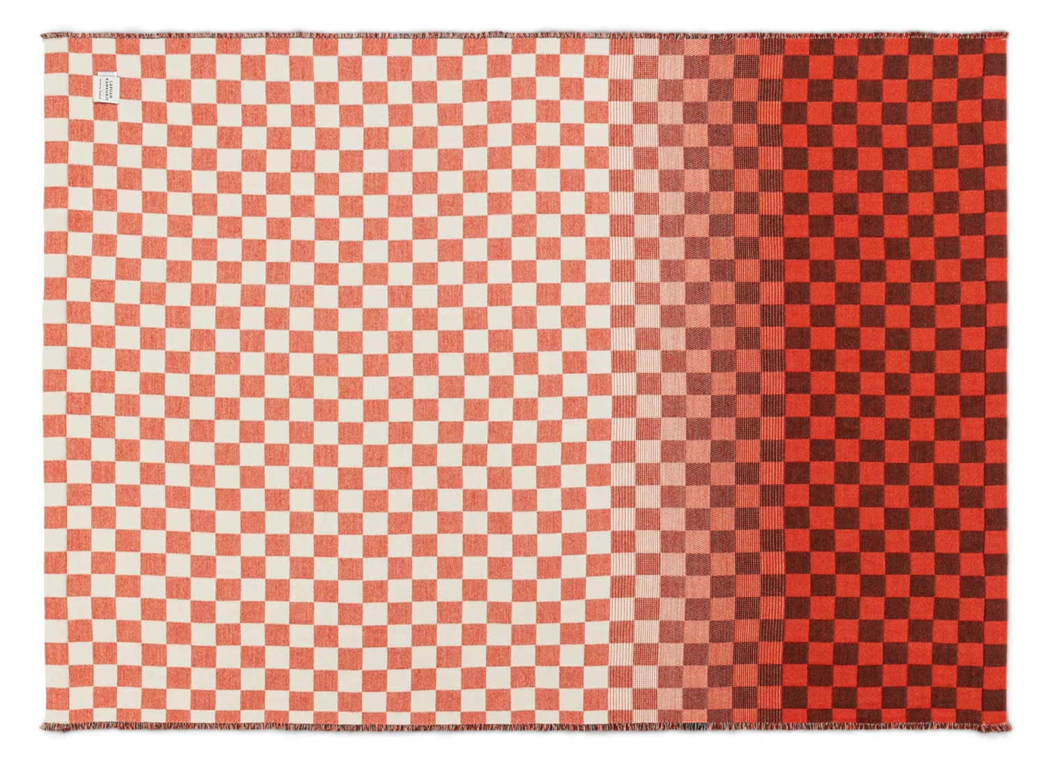 Merino Wol Deken Checkerboard, Rood-Natuur 4 Merino Wol Deken Checkerboard, Rood-Natuur - Afbeelding 2