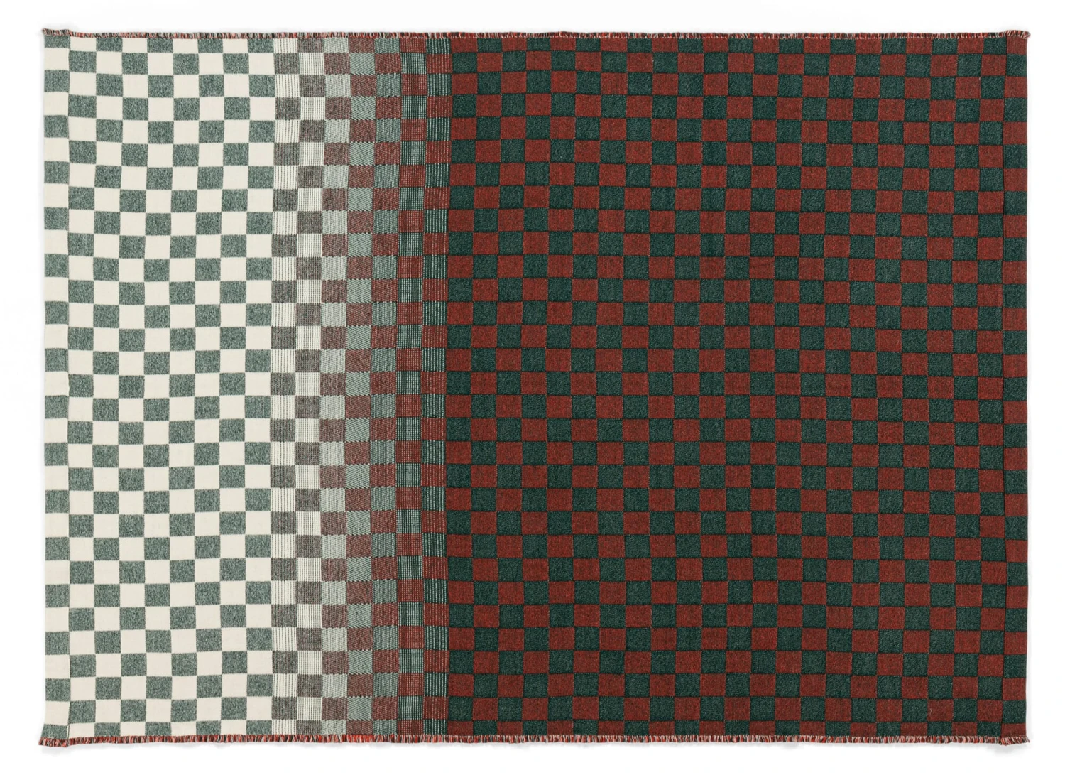 Merino Wol Deken Checkerboard, Rood-Natuur 5 Merino Wol Deken Checkerboard, Rood-Natuur - Afbeelding 3