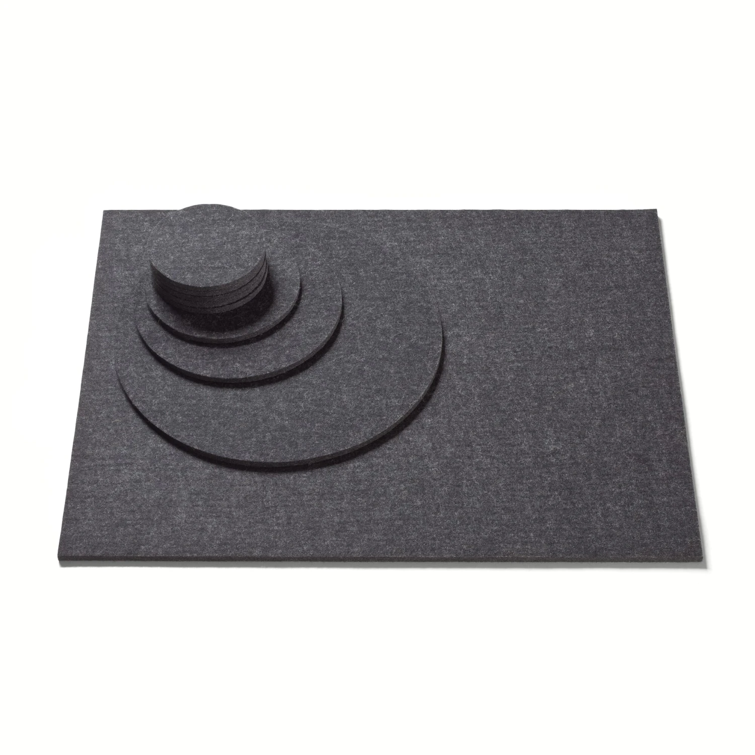 Onderzetter Vilt, Ø 25 Cm, Grafiet Gevlekt 3 Onderzetter Vilt, Ø 25 Cm, Grafiet Gevlekt