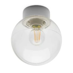 Plafondlamp Porselein En Helder Glas