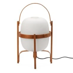 Tafel- En Staande Lamp Kersenhout En Glas