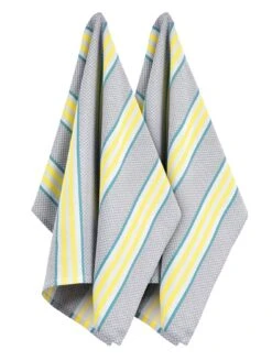 Theedoek Capri, Grijs / Geel
