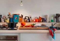 Theedoek Controle, Koraal / Blauw -Interio Winkel theedoek controle 17