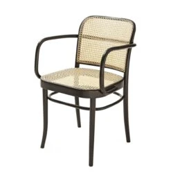 TON Gebogen Houten Fauteuil, Bruin