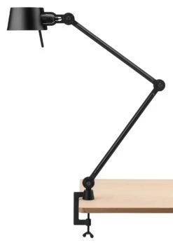 Tonone Bureaulamp Staal En Aluminium 2 Armen, Met Tafelklem, Zwart