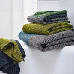 Wafel Piqué Lyocell Linnen Handdoek, Antraciet Blauw, Douche Handdoek -Interio Winkel wafel pique lyocell linnen handdoek 4