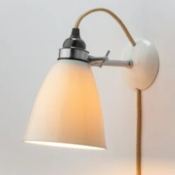 Wandlamp Bone China, Natuur, Kabel + Schakelaar -Interio Winkel wandlamp bone china 2