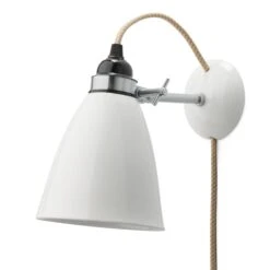 Wandlamp Bone China, Natuur, Kabel + Schakelaar